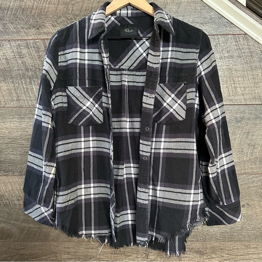 Rails Leo Button Down Top In Black Ash White Xs - image 2